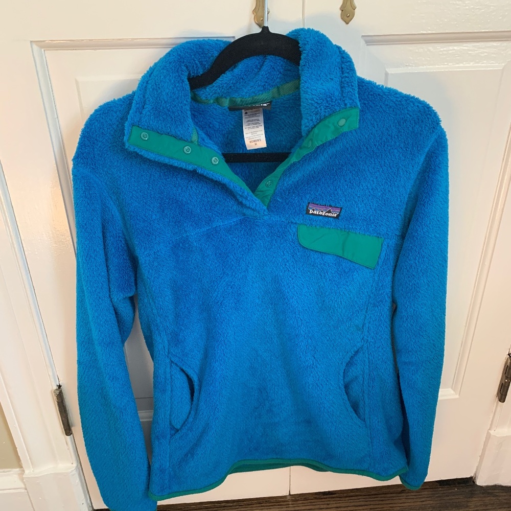 Turquoise and Green Patagonia Fleece Women's M